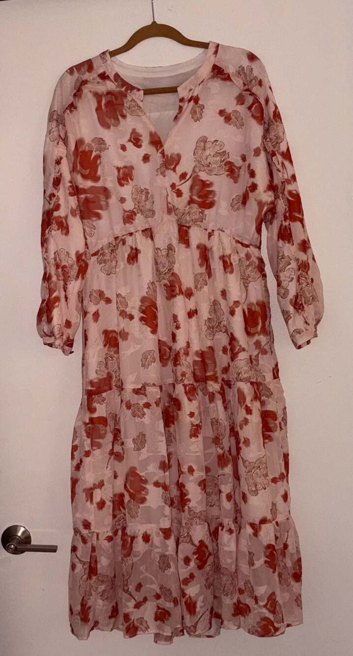 Pink Floral Tiered Maxi Dress